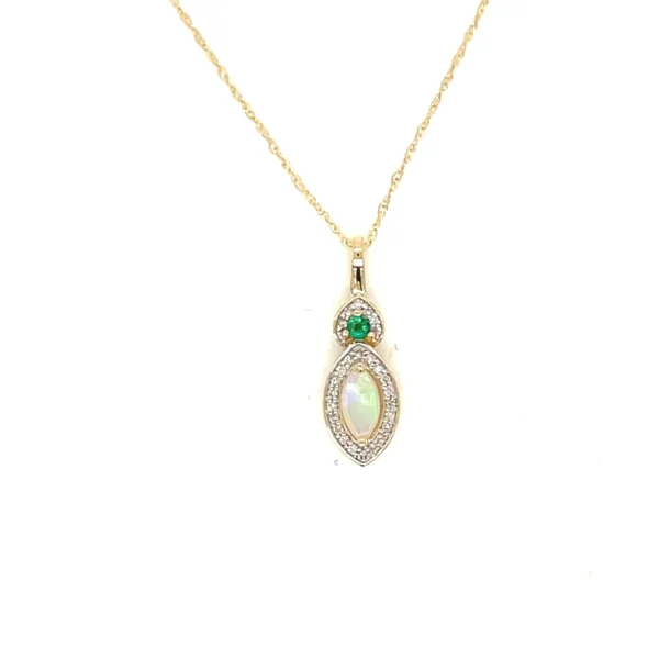 Opal Diamond Pendant Necklace