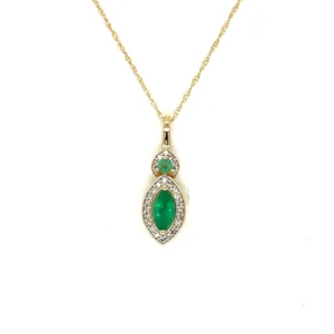 Emerald Diamond Pendant Necklace