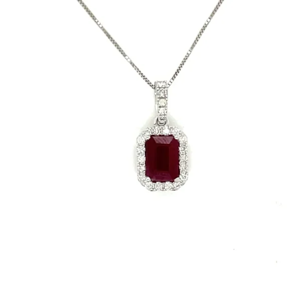 Ruby Halo Pendant Necklace