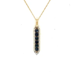 Sapphire Bar Pendant Necklace