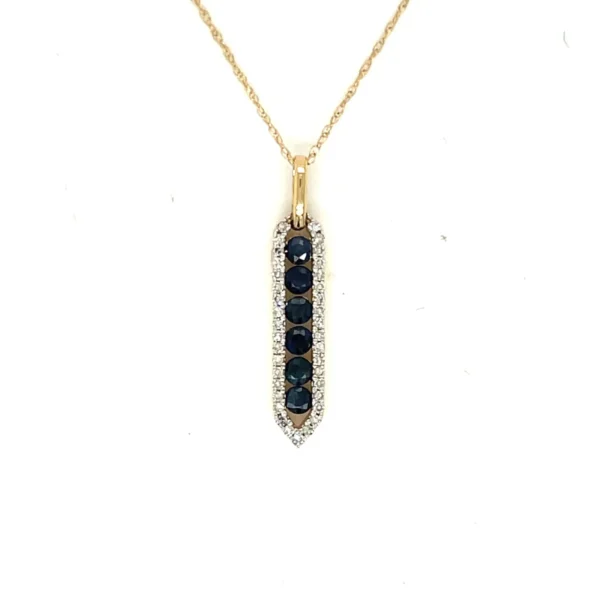 Sapphire Bar Pendant Necklace