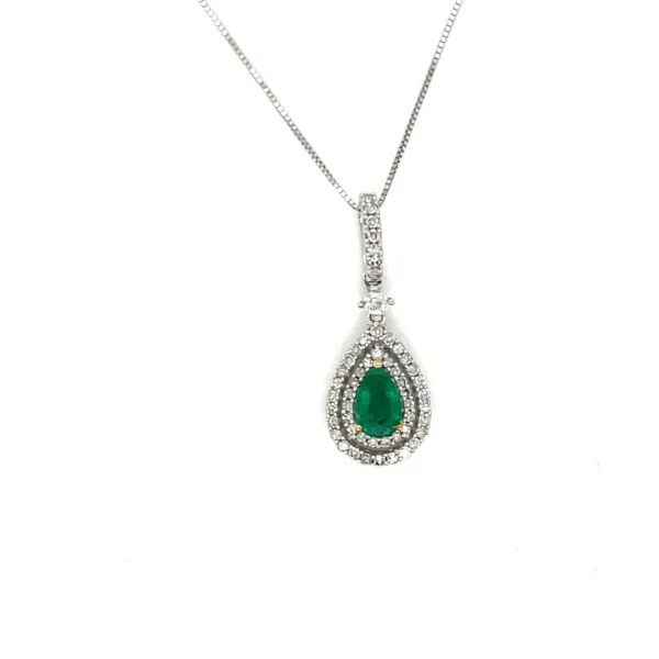 Pear Emerald Pendant Necklace