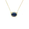 Oval Gemstone Halo Necklace