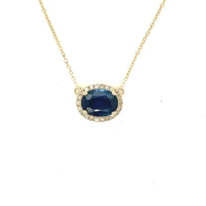 Oval Gemstone Halo Necklace