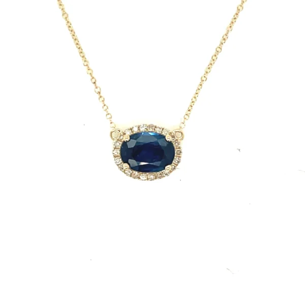 Oval Gemstone Halo Necklace