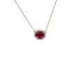 Oval Ruby Halo Necklace