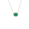 Oval Emerald Halo Necklace