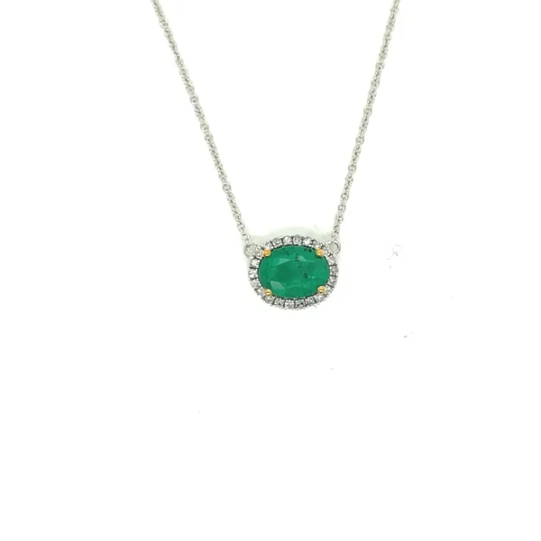 Oval Emerald Halo Necklace
