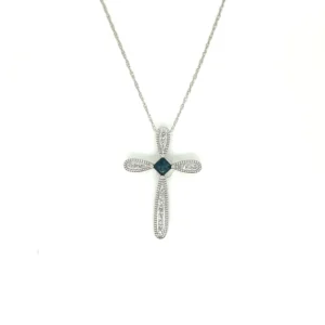 Diamond Gemstone Cross Necklace
