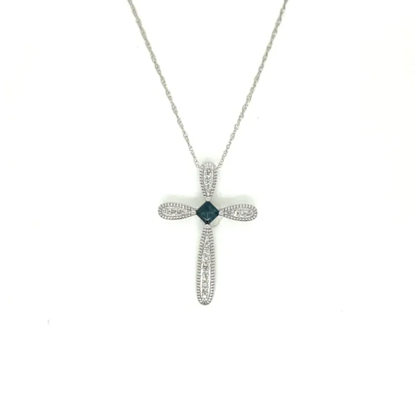 Diamond Gemstone Cross Necklace