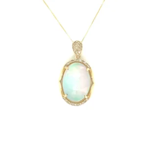 Oval Opal Diamond Necklace