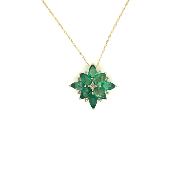 Emerald Floral Pendant Necklace