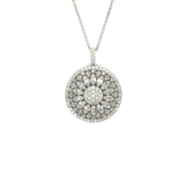 Circular Diamond Pendant Necklace