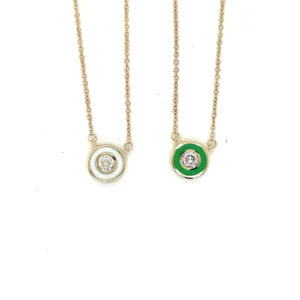 Enamel Diamond Pendant Necklace