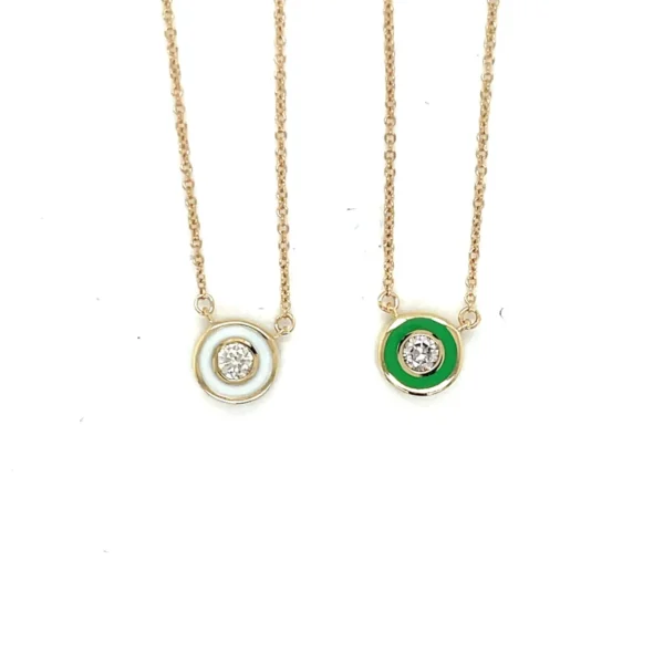 Enamel Diamond Pendant Necklace