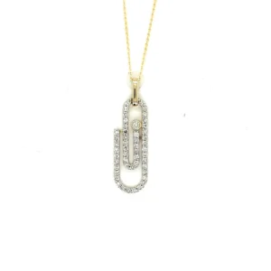 Diamond Paperclip Pendant Necklace