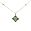 Enamel Floral Diamond Necklace