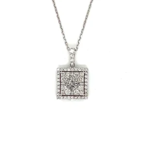 Square Diamond Halo Pendant