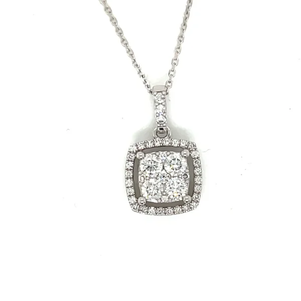 Cushion Halo Diamond Necklace