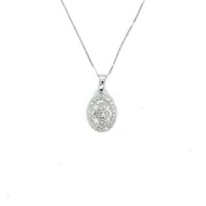 Oval Diamond Halo Pendant