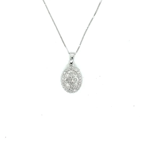 Oval Diamond Halo Pendant