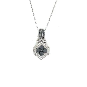 Black Diamond Halo Necklace