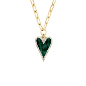 Malachite Heart Diamond Necklace