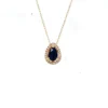 Pear Sapphire Halo Necklace