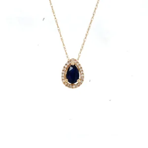 Pear Sapphire Halo Necklace