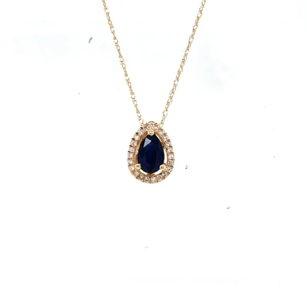 Pear Sapphire Halo Necklace