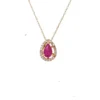Pear Ruby Halo Necklace