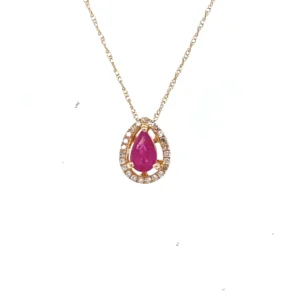 Pear Ruby Halo Necklace