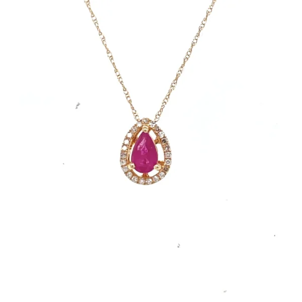 Pear Ruby Halo Necklace