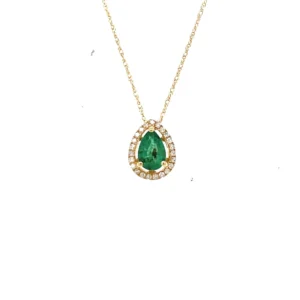 Pear Emerald Halo Pendant