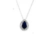 Pear Sapphire Halo Necklace