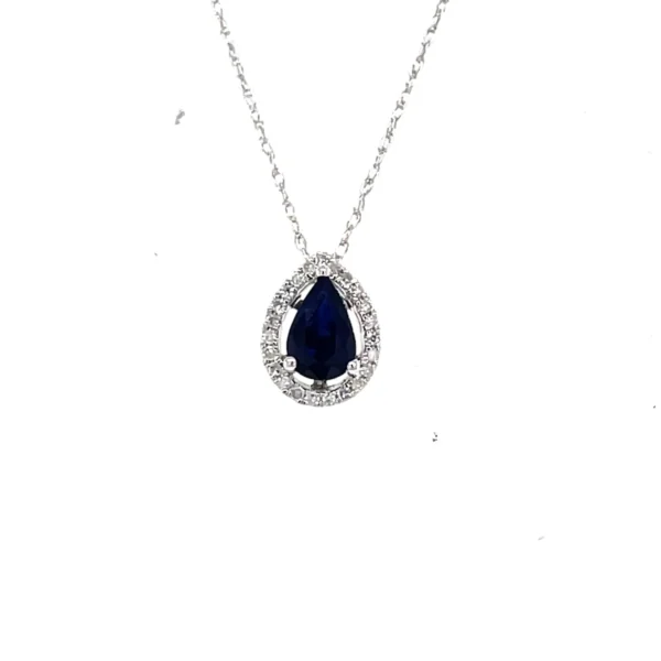 Pear Sapphire Halo Necklace