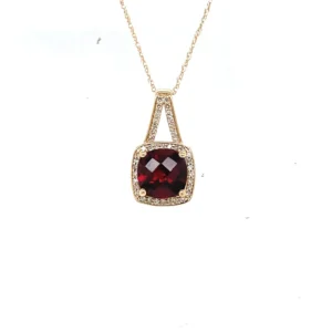 Cushion Garnet Pendant Necklace
