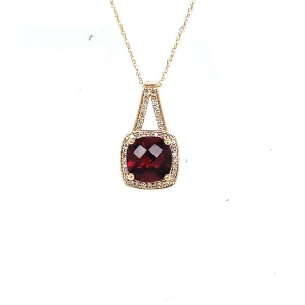 Cushion Garnet Pendant Necklace