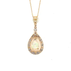 Opal Diamond Teardrop Pendant