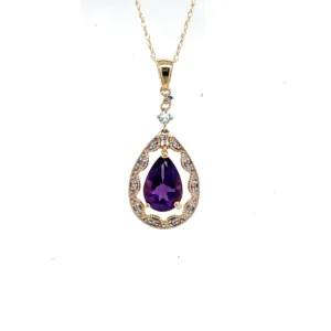 Pear Amethyst Pendant Necklace