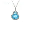 Topaz Halo Pendant Necklace