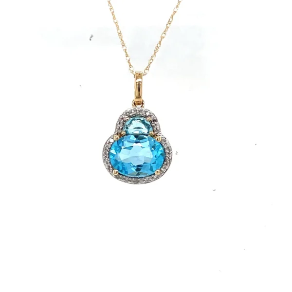 Topaz Diamond Halo Pendant