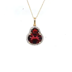 Garnet Diamond Pendant Necklace