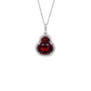 Garnet Halo Pendant Necklace