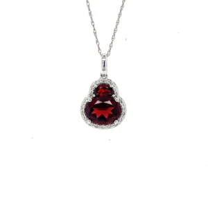 Garnet Halo Pendant Necklace