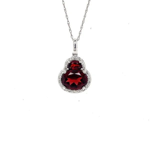 Garnet Halo Pendant Necklace