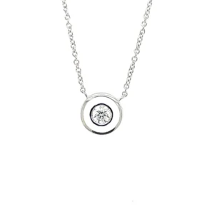 Round Diamond Enamel Necklace