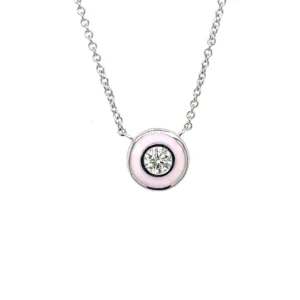 Pink Enamel Diamond Pendant