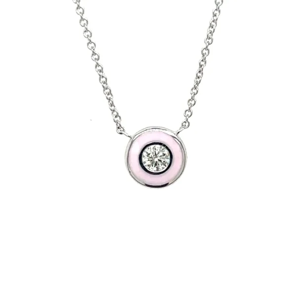 Pink Enamel Diamond Pendant