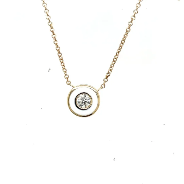 Enamel Diamond Pendant Necklace